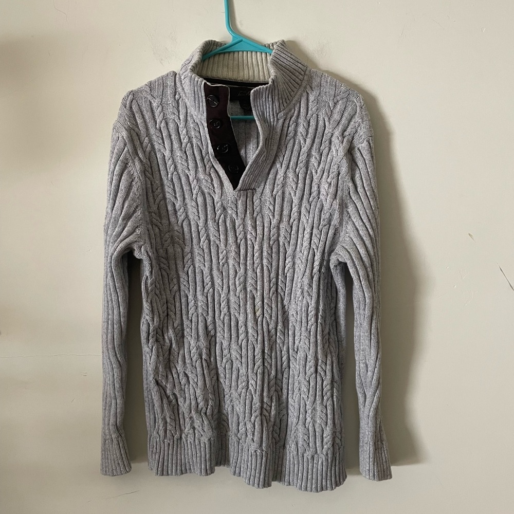Tasso Elba Sweather Long Oatmeal Buttons XL